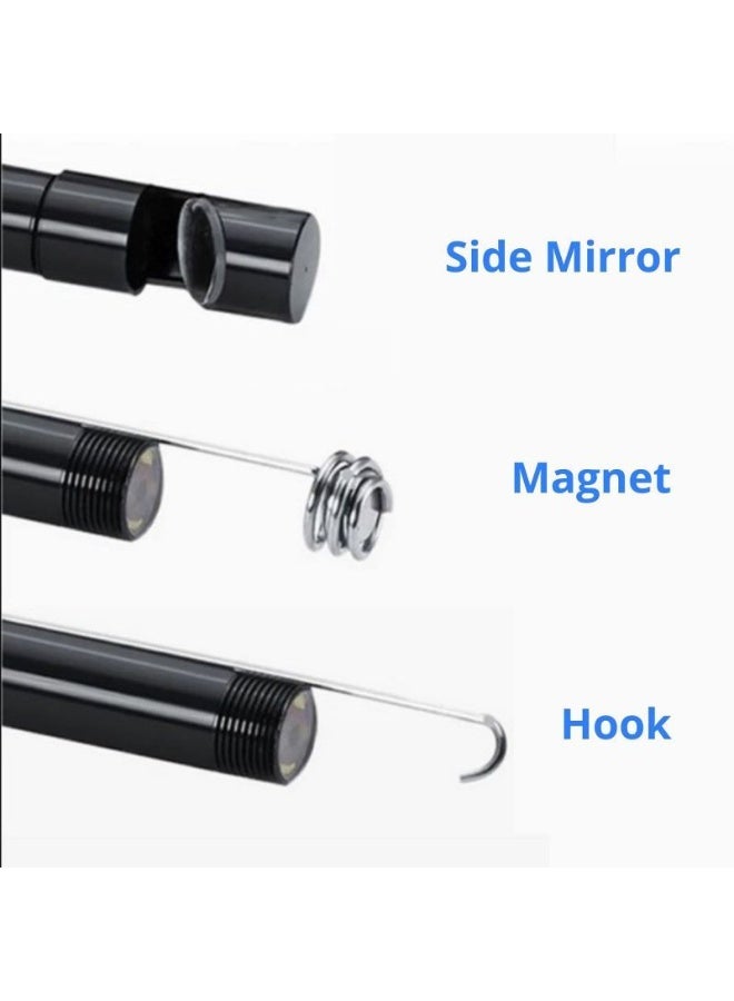 HD Inspection Camera 5.5 Millimeter USB Endoscope Borescope Three in One with Type C USB and Micro USB for Mobile Phone and Pipeline Inspection with Side Mirror Hook and Magnet - Image 2